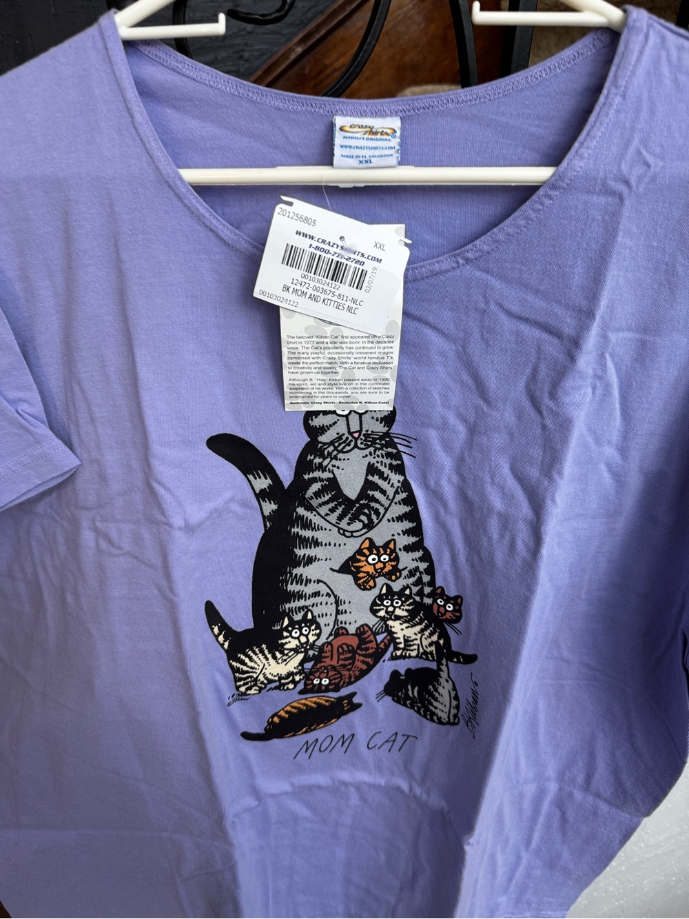 NEW NWT Mom Cat B. kliban Hawaii Crazy Shirts Tee Lavender Mother’s Day - Picture 4 of 9